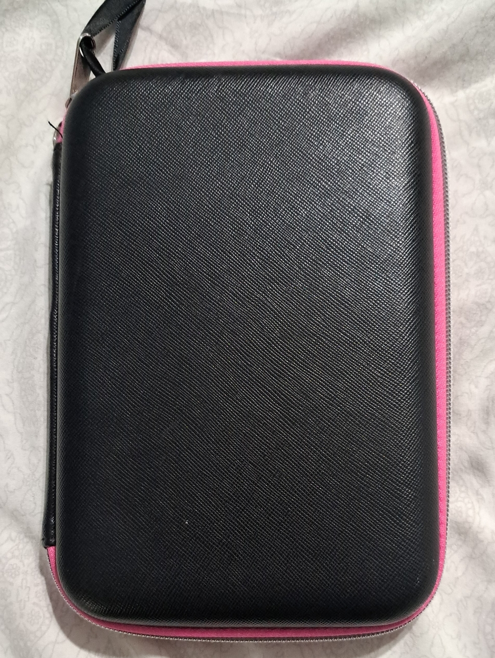 Jo-Jo Australia Black Hard Shell Cosmetic Case with Pink Trim